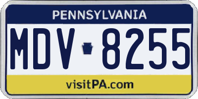 PA license plate MDV8255