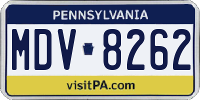 PA license plate MDV8262
