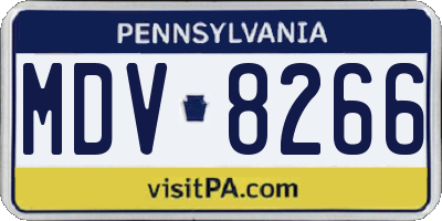 PA license plate MDV8266