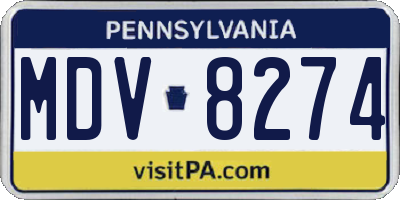 PA license plate MDV8274
