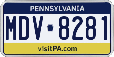 PA license plate MDV8281