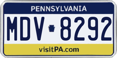 PA license plate MDV8292