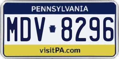 PA license plate MDV8296