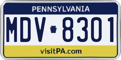 PA license plate MDV8301