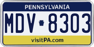PA license plate MDV8303