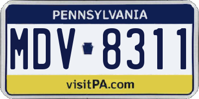 PA license plate MDV8311