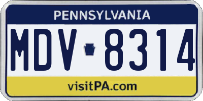 PA license plate MDV8314