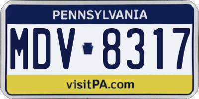 PA license plate MDV8317