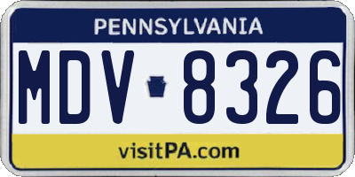 PA license plate MDV8326