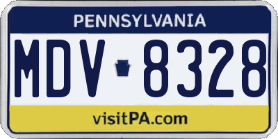PA license plate MDV8328