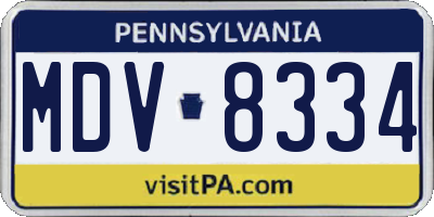 PA license plate MDV8334