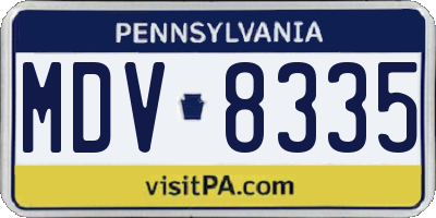 PA license plate MDV8335