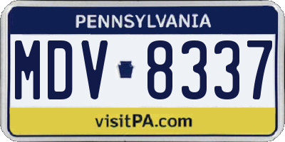 PA license plate MDV8337