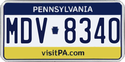 PA license plate MDV8340