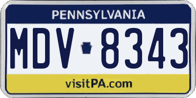 PA license plate MDV8343