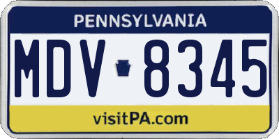 PA license plate MDV8345