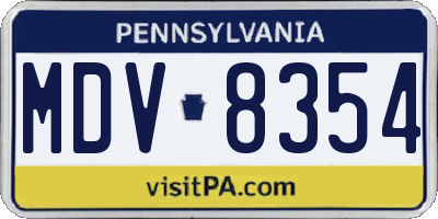 PA license plate MDV8354