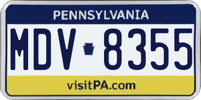 PA license plate MDV8355
