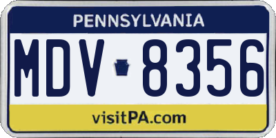 PA license plate MDV8356