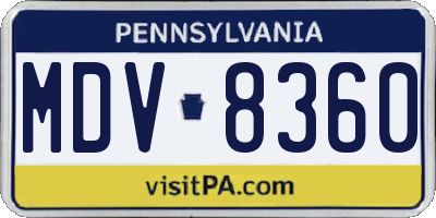 PA license plate MDV8360