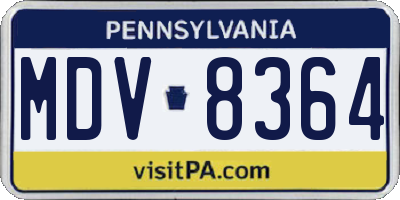 PA license plate MDV8364