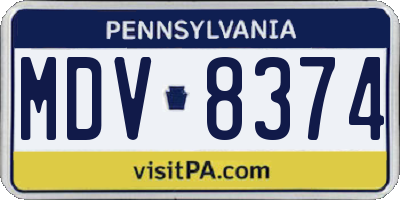 PA license plate MDV8374