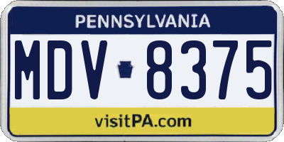 PA license plate MDV8375