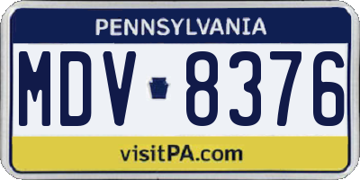 PA license plate MDV8376