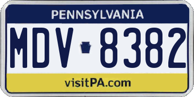 PA license plate MDV8382