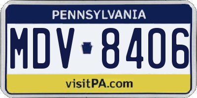 PA license plate MDV8406