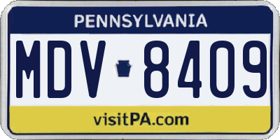 PA license plate MDV8409