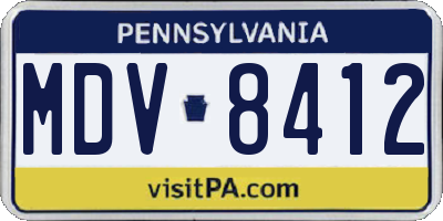 PA license plate MDV8412