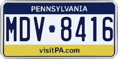 PA license plate MDV8416