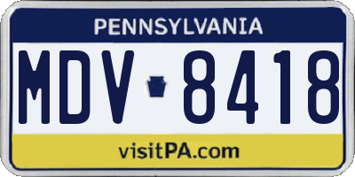 PA license plate MDV8418