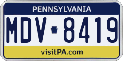 PA license plate MDV8419