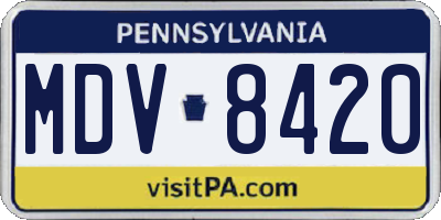 PA license plate MDV8420