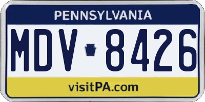 PA license plate MDV8426