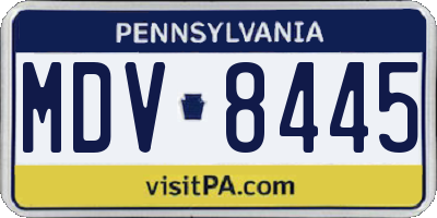 PA license plate MDV8445