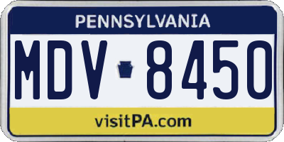 PA license plate MDV8450