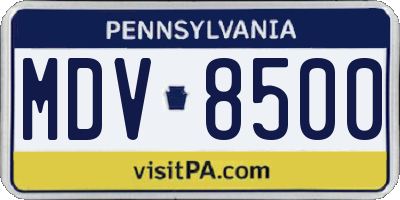 PA license plate MDV8500