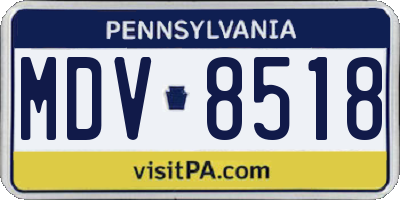 PA license plate MDV8518