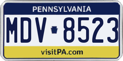 PA license plate MDV8523