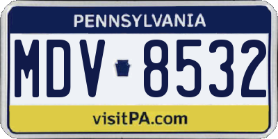 PA license plate MDV8532