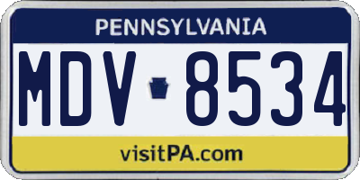 PA license plate MDV8534