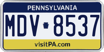PA license plate MDV8537