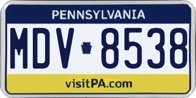 PA license plate MDV8538