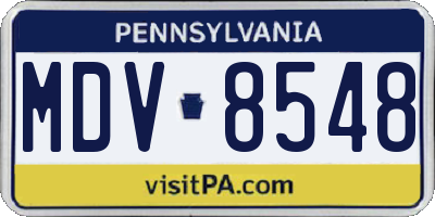PA license plate MDV8548