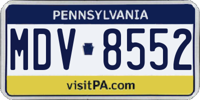 PA license plate MDV8552