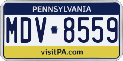 PA license plate MDV8559