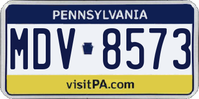 PA license plate MDV8573